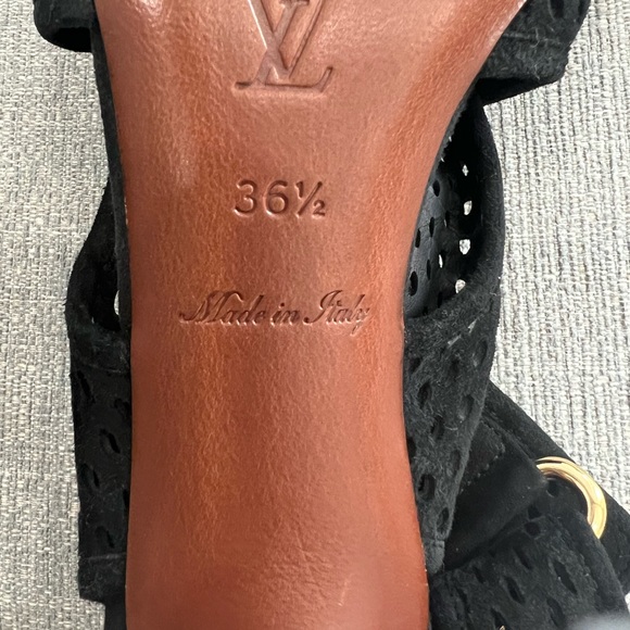 LOUIS VUITTON SUEDE PERFORATED SLING BACK SANDALS - Picture 10 of 13